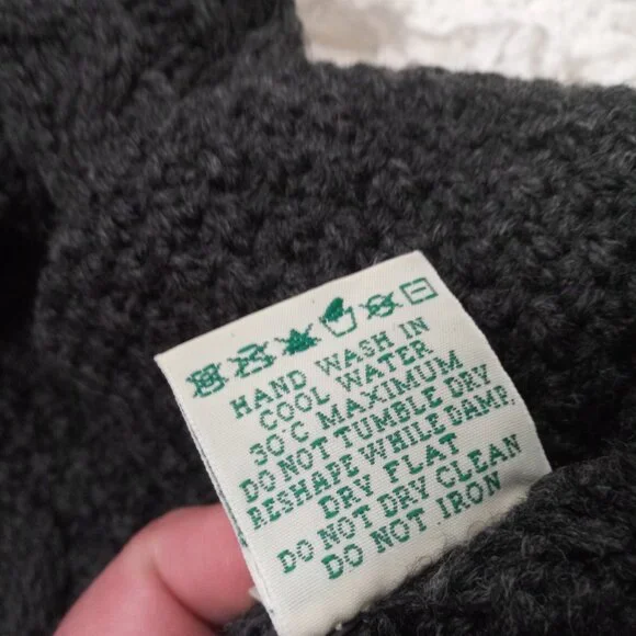 Aran Crafts Cardigan Sweater 100% Merino Wool Gray Cable Knit Heavy Medium Women - Picture 8 of 10